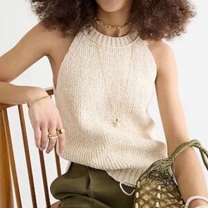 J. Crew Cream Open Chunky Knit Sleeveless Coastal Neutral Sweater Tank Top Small